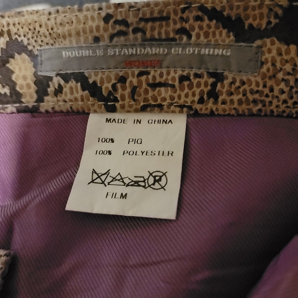 DOUBLE STANDARD CLOTHING Archive Genuine Pig Leather Snake Skin Pants Lined - Picture 8 of 12